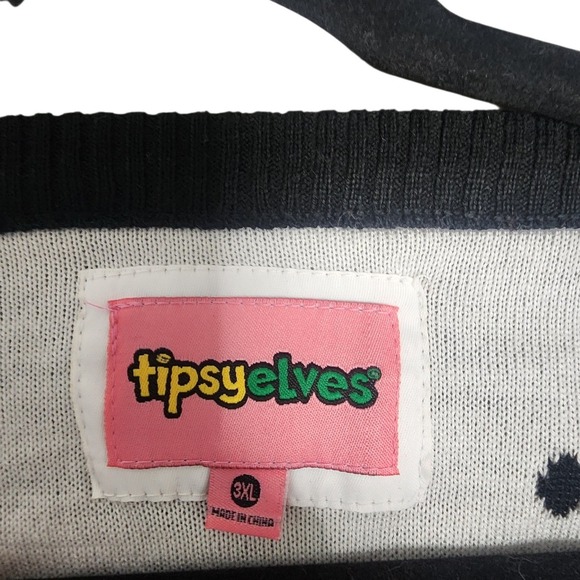 Tipsy Elves light up 3XL Black Cabin Snowflakes Ugly Christmas Sweater Women - Picture 4 of 5